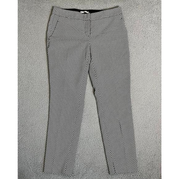 Dalia Collection Pants - Dalia Collection Pants 6 Small Check Slim Leg Stretch Knit Low Rise Black White